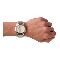 Reloj cronógrafo Fossil Dean de acero inoxidable para hombre, estilo clásico, con esfera blanca y dos tonos