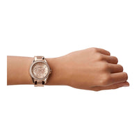 Reloj de pulsera multifuncional Fossil Riley para mujer, acero inoxidable, cronógrafo, resistente al agua, oro rosa