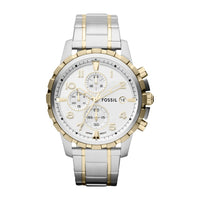 Reloj cronógrafo Fossil Dean de acero inoxidable para hombre, estilo clásico, con esfera blanca y dos tonos