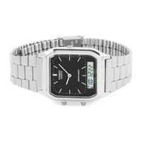 Casio Reloj Unisex AQ-230A de Acero Para Adultos, Pantalla Analógico-Digital, Resistente al Agua, Temporizador