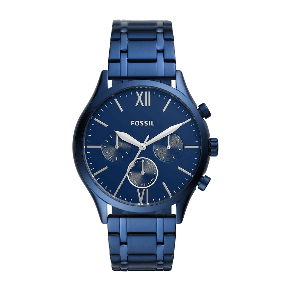 Reloj Fenmore de acero inoxidable azul marino con función múltiple y diseño moderno