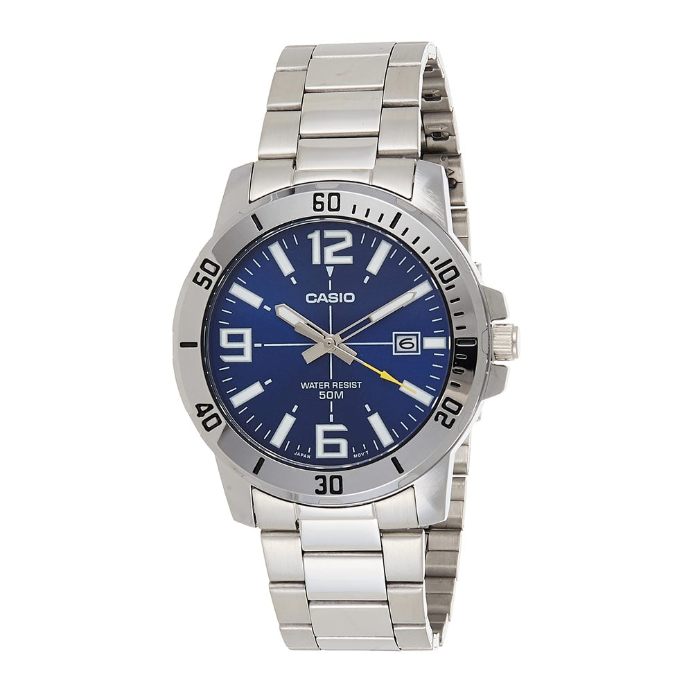 Casio Reloj de Acero Inoxidable Estilo Buceador para Hombre con Resistencia al Agua y Batería de 3 Años