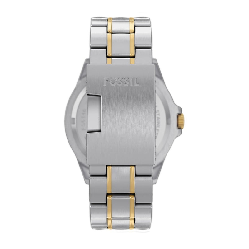 Reloj Fossil Garrett multifuncional de acero inoxidable en dos tonos con estilo deportivo y profundidad resistente al agua