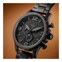 Fossil Nate - Reloj para hombre con esfera de cronógrafo y correa de acero inoxidable o cuero