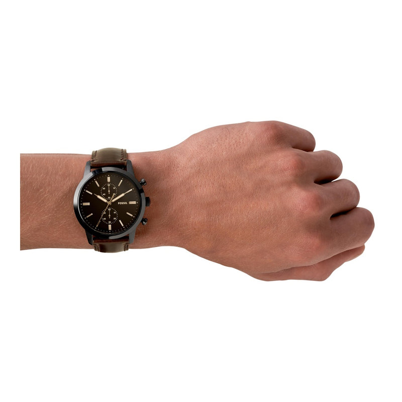 Reloj cronógrafo de acero inoxidable y cuero Fossil Townsman para hombre, estilo clásico y funcionalidad moderna