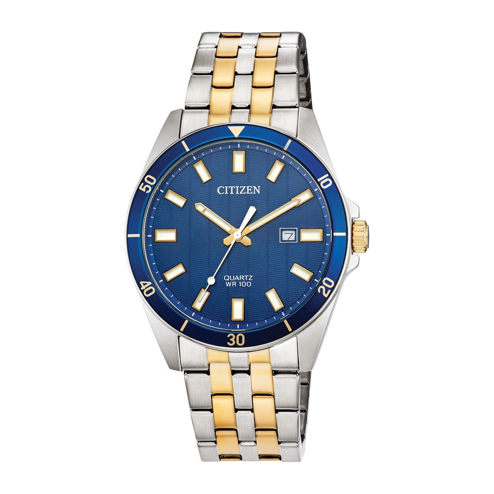 Reloj de cuarzo Citizen para hombre, diseño clásico con caja de acero inoxidable y esfera azul elegante
