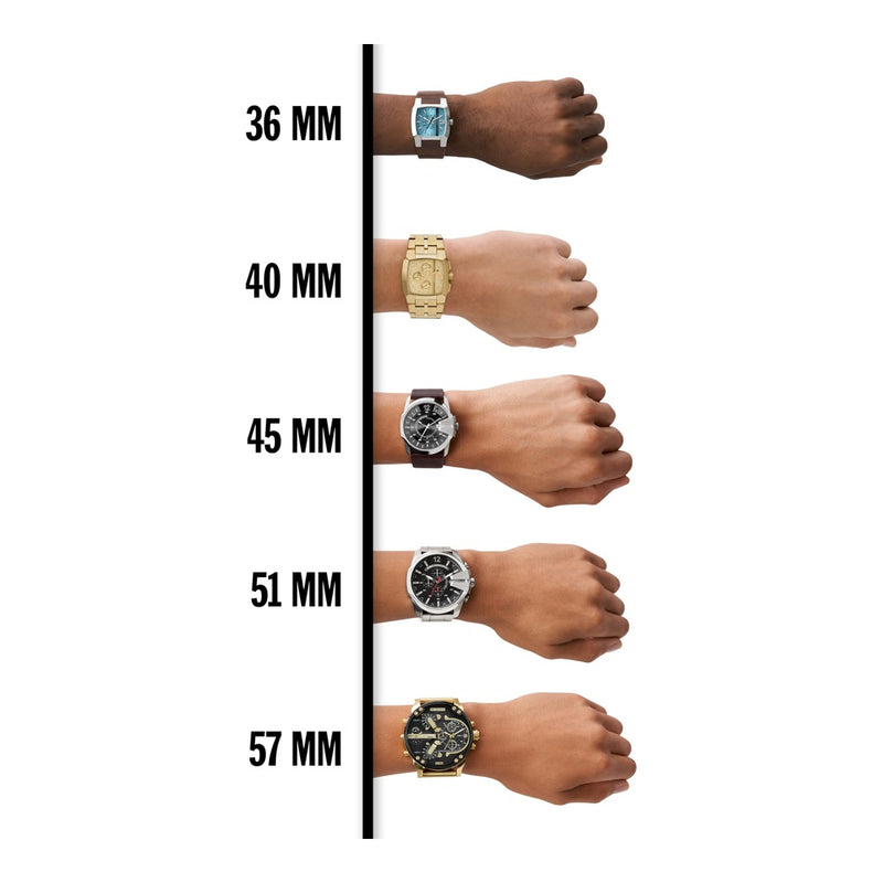 Diesel Reloj Mr. Daddy 2.0, cronógrafo de cuarzo y acero inoxidable, diseño militar, negro y plateado