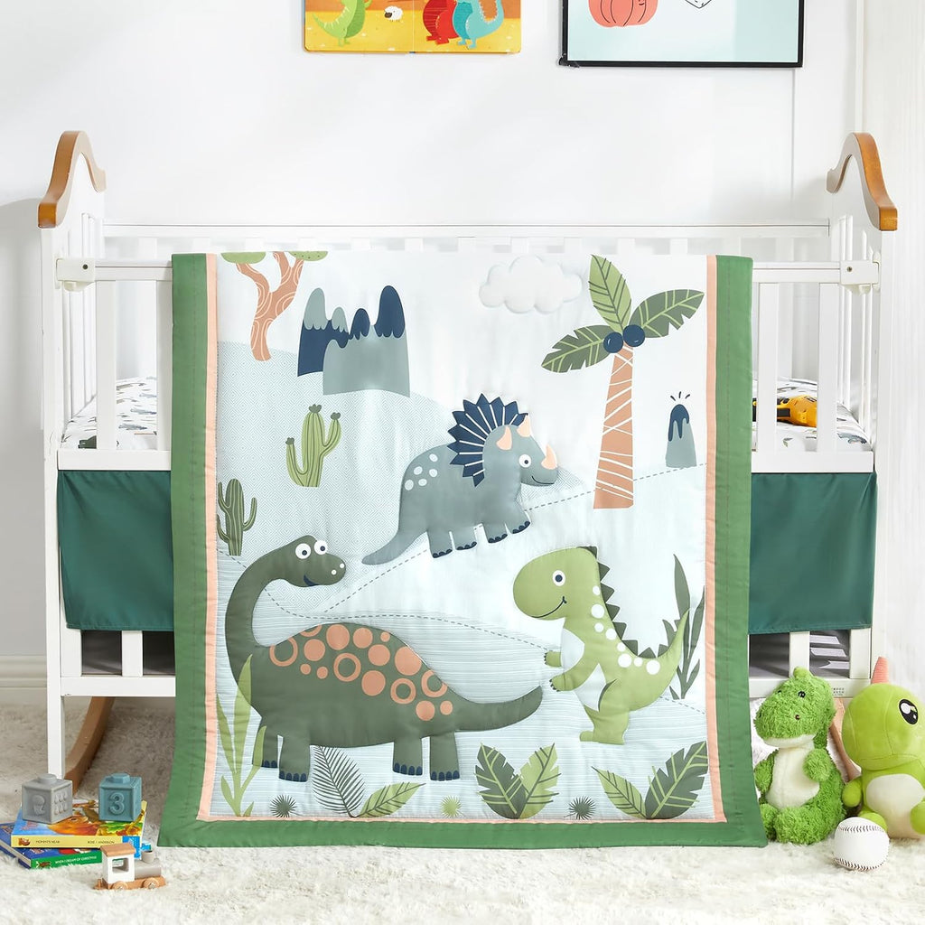 Wowelife Dinosaur Crib Bedding Set for Boys, Premium 3-Piece Baby Crib Bedding Set, Nursery Crib Set, Newborn, Infant &