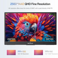 InnoView 2K Portable Monitor 15.6" QHD 100% sRGB, Built-in 180° Adjustable Stand Travel Monitor USB C Standard HDMI Ultra-Slim Portable Monitor for Laptop MacBook Phone PS5 Xbox Switch