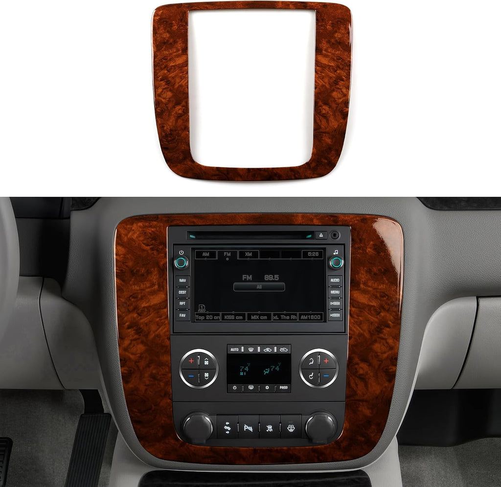 Car Sticker Decal CD Panel Trim Wood Grain Cover Compatible with Chevrolet Tahoe Silverado Suburban Avalanche/GMC Sierra