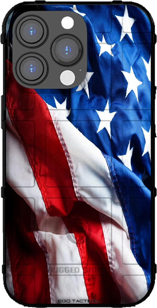 EGO TACTICAL Limited Edition Rugged Shield case Compatible with iPhone 14 Pro [6.1" Screen] Printed in The USA Waving US