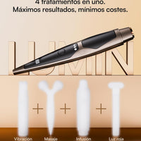 INIA Terapia de luz roja debajo de los ojos para la cara, dispositivo de belleza 4 en 1 con calor, vibración, masaje y luz roja para ojeras, hinchazón y reafirmación de la piel, mejora la rutina de
