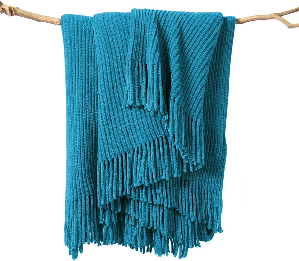 lifein Chenille Throw Blanket 50x60 - Soft Boho Knitted Blanket for Couch Cozy Farmhouse Decor Bed Throw, Lightweight Al