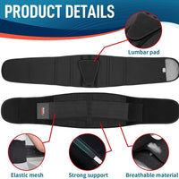 FEATOL - Cinturón de apoyo lumbar, soporte para alivio del dolor de espalda, ciática, escoliosis, hernia de disco, soporte para la espalda baja con tiras ajustables y almohadilla lumbar extraíble