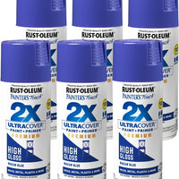 Rust-Oleum 355057-6PK Painter's Touch 2X Ultra Cover Spray Paint, 12 oz, High Gloss Macaw Blue, 6 Pack