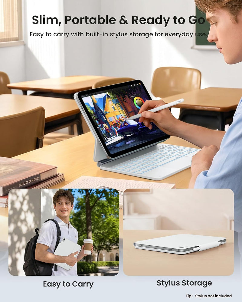 Funda con Teclado typecase Edge para iPad 11" (A16) / 10.ª Gen - Blanco Marfil