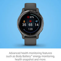 Renewed Garmin Venu 2S, Smaller-Sized GPS Smartwatch with Advanced Health Monitoring and Fitness Features, Slate Bezel with Graphite Case and Silicone Band, (010-02429-00) (Renewed)
