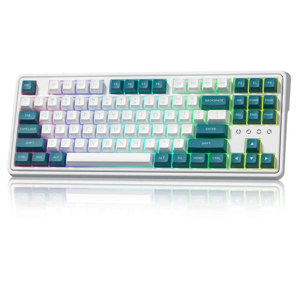 FL ESPORTS 75% Keyboard, Wireless Gaming Keyboard, 3-Modes Creamy Mechanical Keyboard Hot-Swap, 87 Key RGB Keyboard with