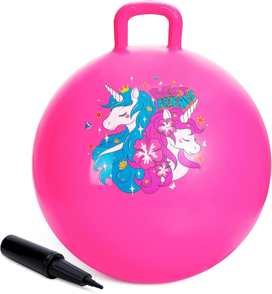 ZOOJOY Unicorn Hopper Ball, 18 in Bouncy Ball with Handle for Kids Ages 3-8