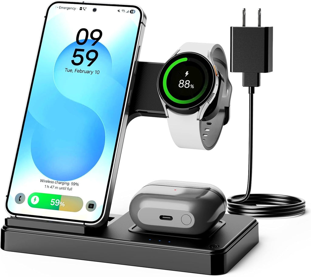 SMILE STATION store Wireless Charger for Samsung, 3-in-1 Foldable Charging Station