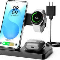 SMILE STATION store Wireless Charger for Samsung, 3-in-1 Foldable Charging Station