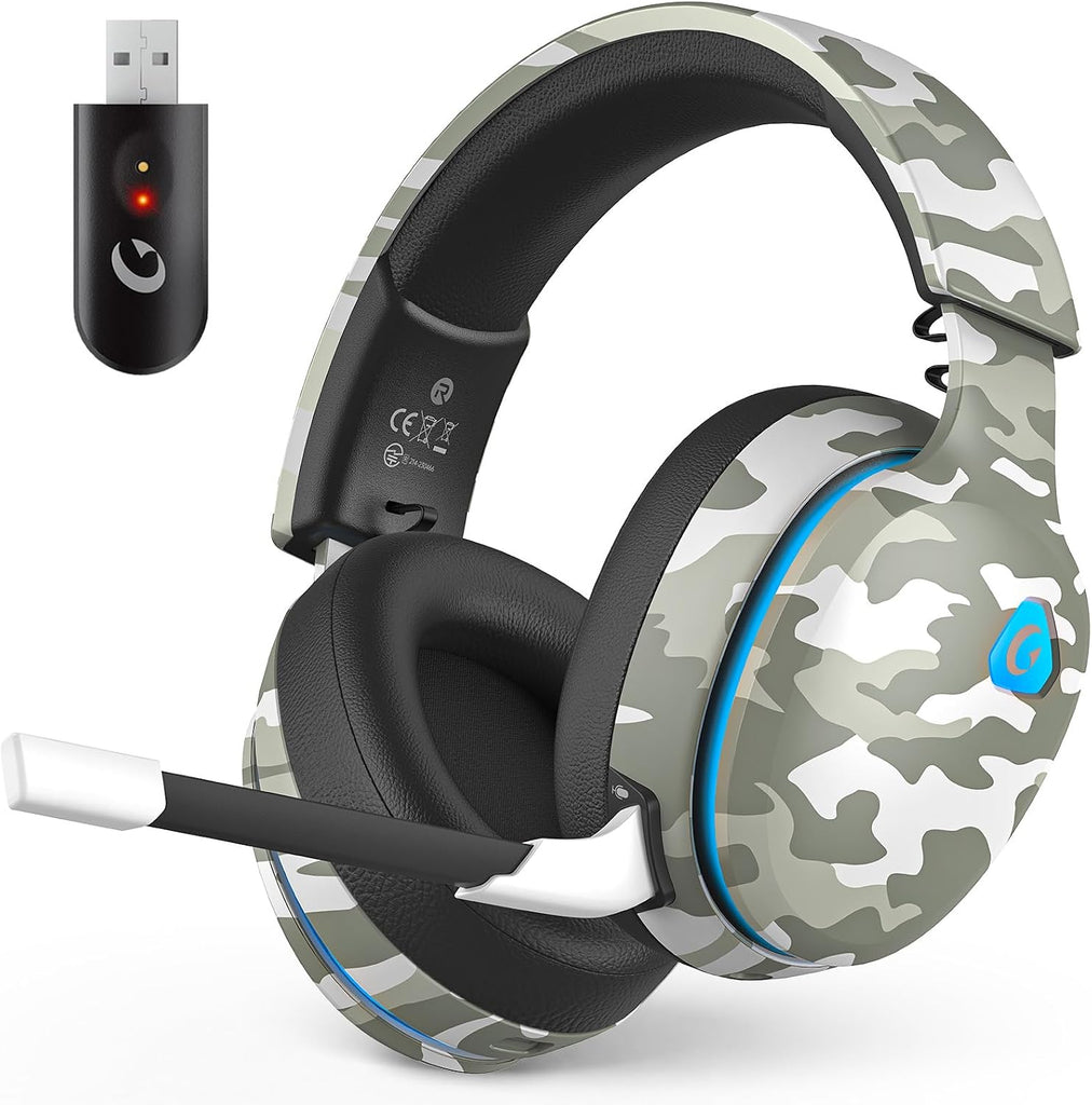 AOC 2.4GHz Wireless Gaming Headset for PS5, PS4, PC, Switch, 45Hr, Camo