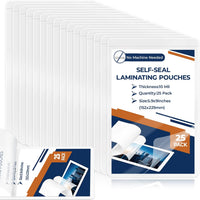 25 Pack 10 Mil 6"x9" Self Seal Laminating Pouches Fits 5.5"×8.5" Photo Hard Self Laminating Sheets Photo Laminate Pouche