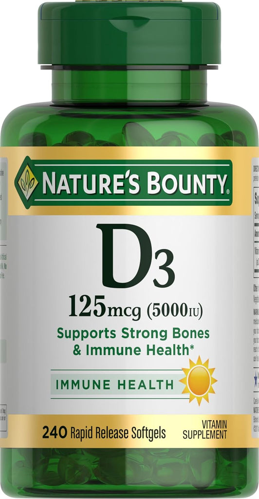 Nature's Bounty Vitamin D3 5000 IU Softgels, 240 Count - 150 Count (Pack of 1)