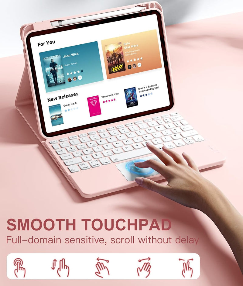Funda con Teclado Harvopu para iPad 11" (A16) / iPad 10.ª Gen - Rosa Claro