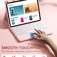 Funda con Teclado Harvopu para iPad 11" (A16) / iPad 10.ª Gen - Rosa Claro