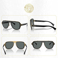Versace VE2199 MEDUSA CHARM Square Sunglasses For Men +BUNDLE with ACCESSORY EYEWEAR KIT