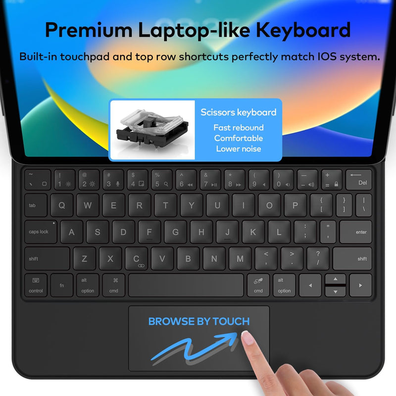 Funda con Teclado runelk para iPad 10.ª / 11.ª Gen (A16) - Negro