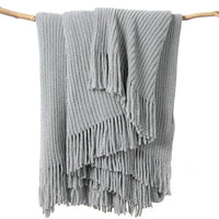 lifein Throw Blanket for Couch, Soft Boho Decor Bed Throw,Cozy Grey Knitted Chenille Small Farmhouse Lightweight Throw (
