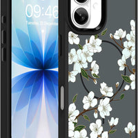 Ufbara Magnetic for iPhone 17, Cute Floral Flower Phone Case, Black
