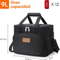 Lifewit Medium Lunch Bag, Insulated Lunch Box, Soft Cooler Cooling Tote for Adult Men Women, Black 12-Can (9L)