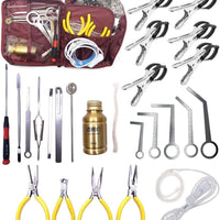 Jiayouy 24PCS Sax Tool Kit, Professional Saxophone Repairing Maintenance Tool Kit with Carry Bag, LED Leak Light, Key Co