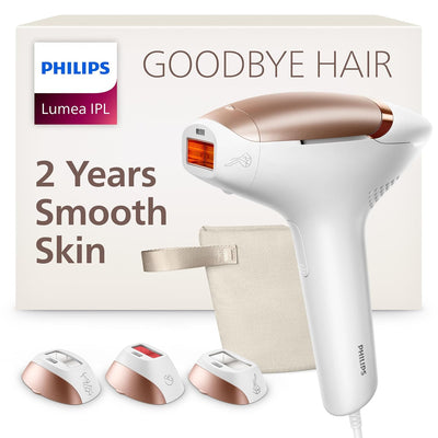 Philips Lumea 8000 Series - Dispositivo de Depilacion IPL, Reduccion Permanente del Vello, SenseIQ, 3 Accesorios
