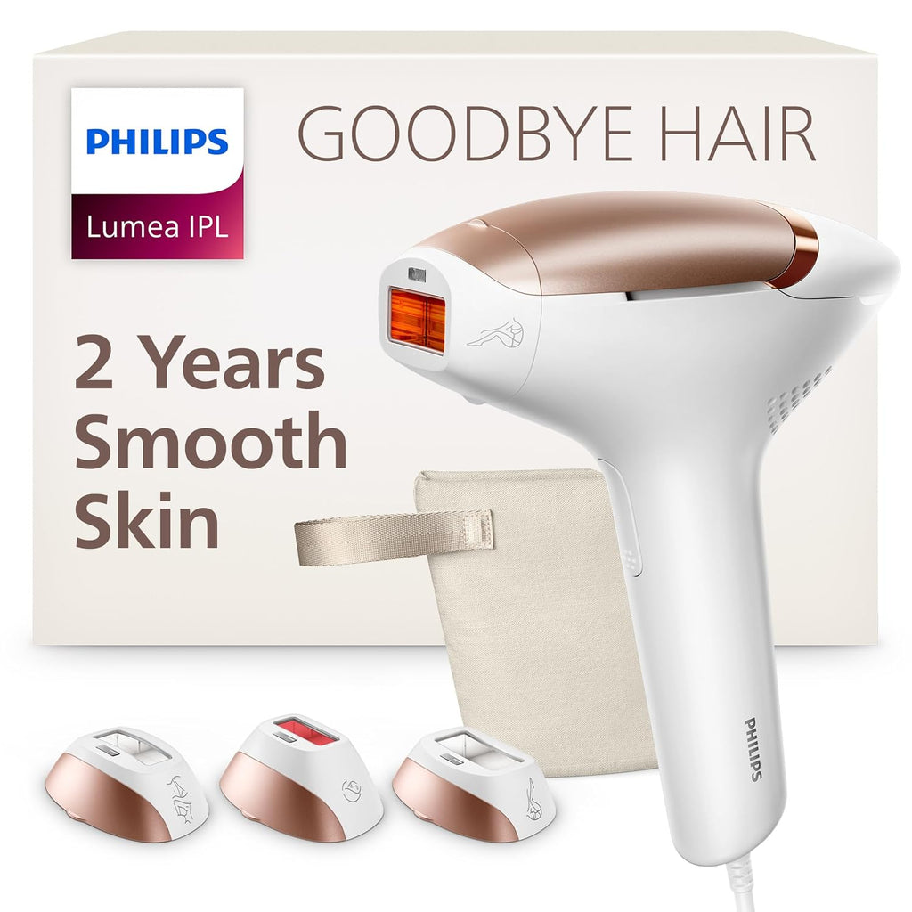 Philips Lumea 8000 Series - Dispositivo de Depilacion IPL, Reduccion Permanente del Vello, SenseIQ, 3 Accesorios