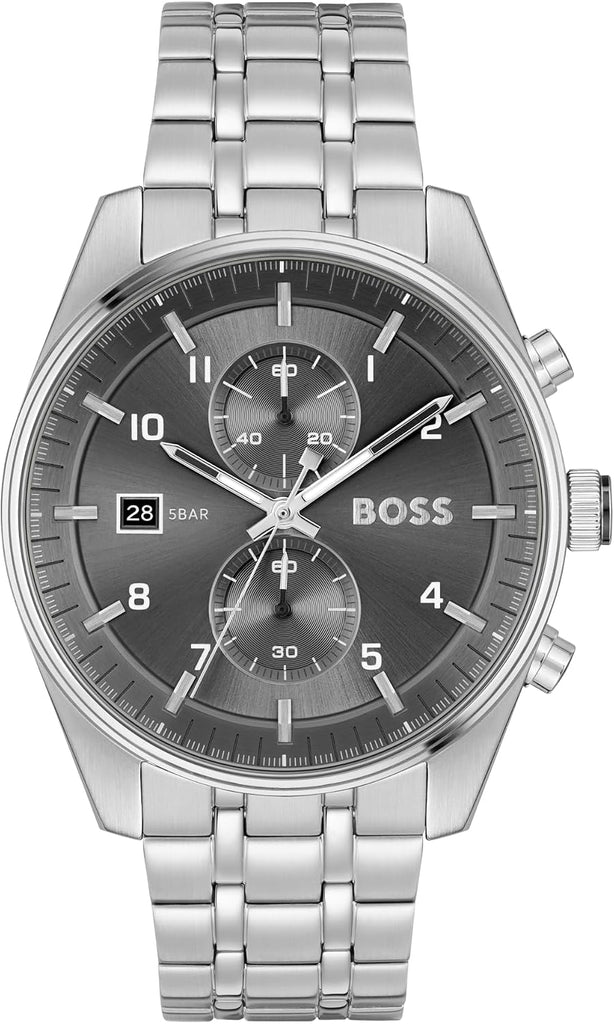 BOSS Skytraveller Men's 44mm Quartz Chronograph Watch, 5ATM/50m Water Resistant