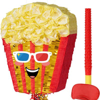WERNNSAI Popcorn Piñata - Pull String Piñata with Stick and Blindfold