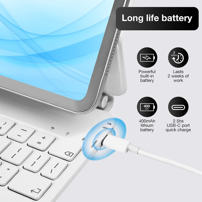 Funda con Teclado Magnético mobee para iPad Pro 11" (M4/M5) - Blanco