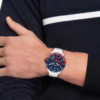 Tommy Hilfiger TH-Regatta Men's Chronograph Quartz Watch – 44mm Stainless Steel Case, Rotating Bezel, Silicone Strap, Nautical- Inspired Sport Style, Gift for Him
