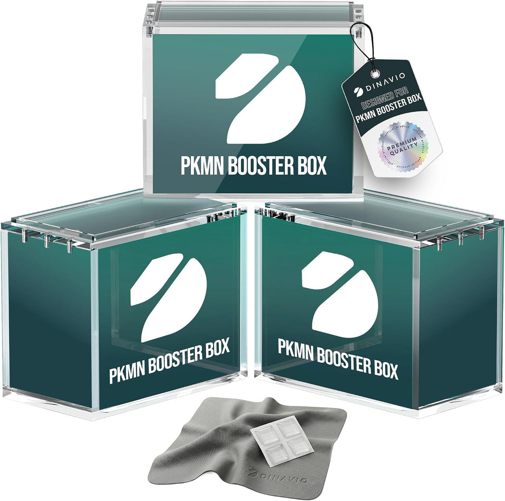 Dinavio Crafthouse PKMN Booster Box Case Acrylic Display Stackable 3 Pack - 8mm + 5mm Ultra Thick Acrylic - PKMN Booster