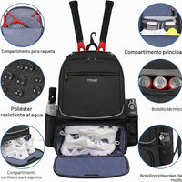 Ytonet - Mochila de tenis para mujer y hombre, 2 raquetas