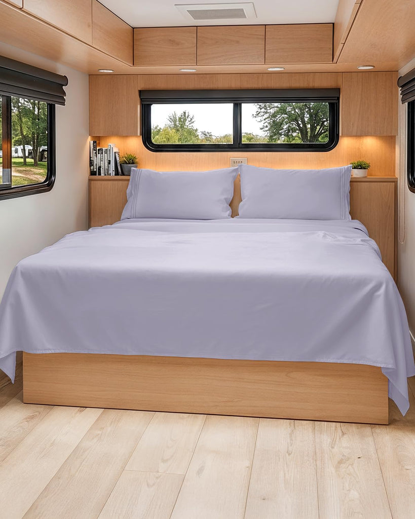 Short Queen Size 4 Piece Bed Sheet Set - RV Short Queen - Light Lavender