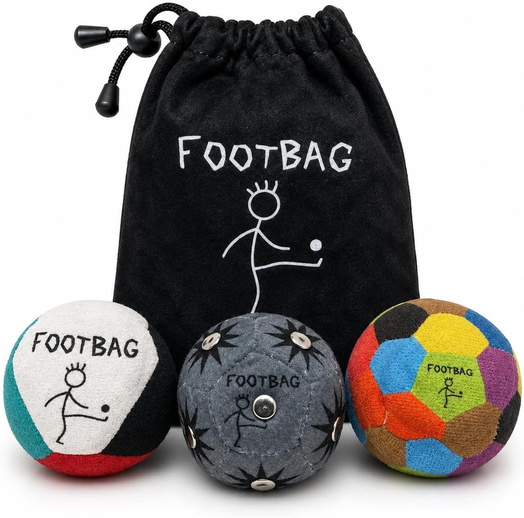 Capyland 3PC Hacky Footbags Set, 2oz Synthetic Suede Adult-Sized Sacks
