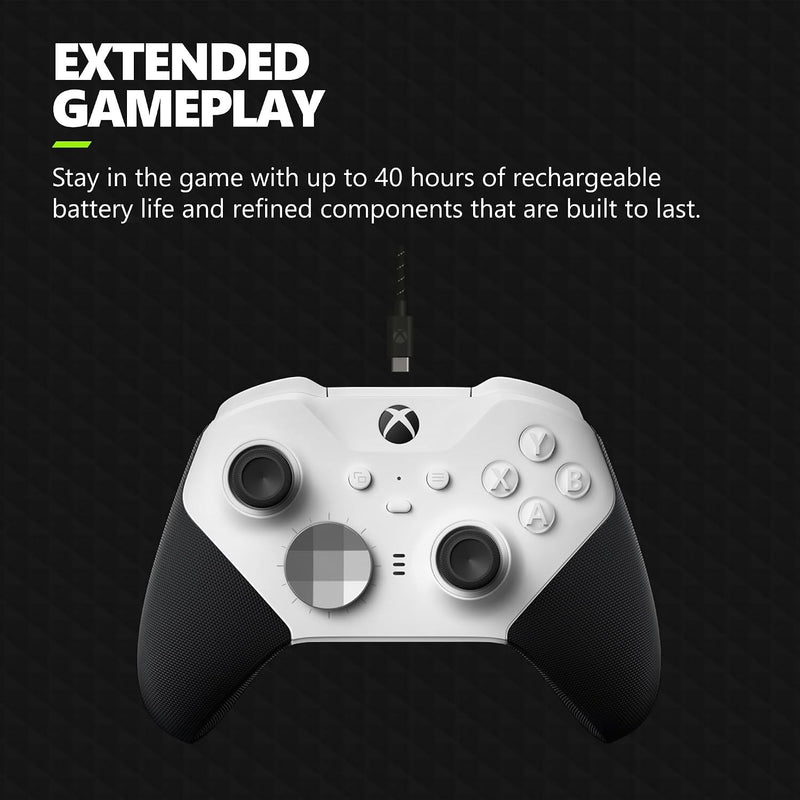 Amazon Xbox Wireless Gaming Controller | Elite Series 2 Core | White | Console, PC, and Android | Adjustable Thumbsticks | Trigger Locks