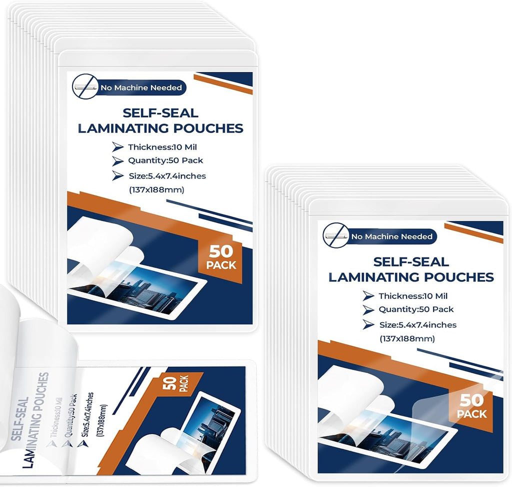 50 Pack 10 Mil 5"x7" Self Sealing Laminating Pouches Self Adhesive Lamination Pouches Clear Laminate Sheets for Photos O