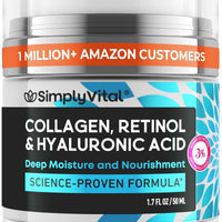 SimplyVital Face Moisturizer Retinol Collagen Hyaluronic Acid Cream 1.7 oz