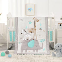 Wowelife Elephant Crib Bedding Set Gray, Premium 3-Piece Baby Bedding Set Elephant, Safari Newborn& Infant Nursery Beddi